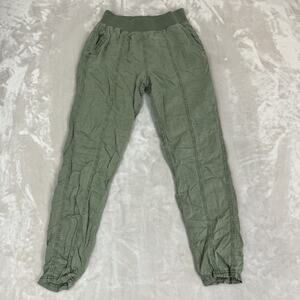 Faherty Pants Womens XS Green Arlie Pant‎ Linen Blend Lagenlook Boho Artsy Comfy